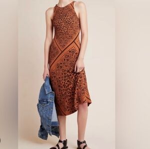 FARM Rio Brown Patterned Midi Dress